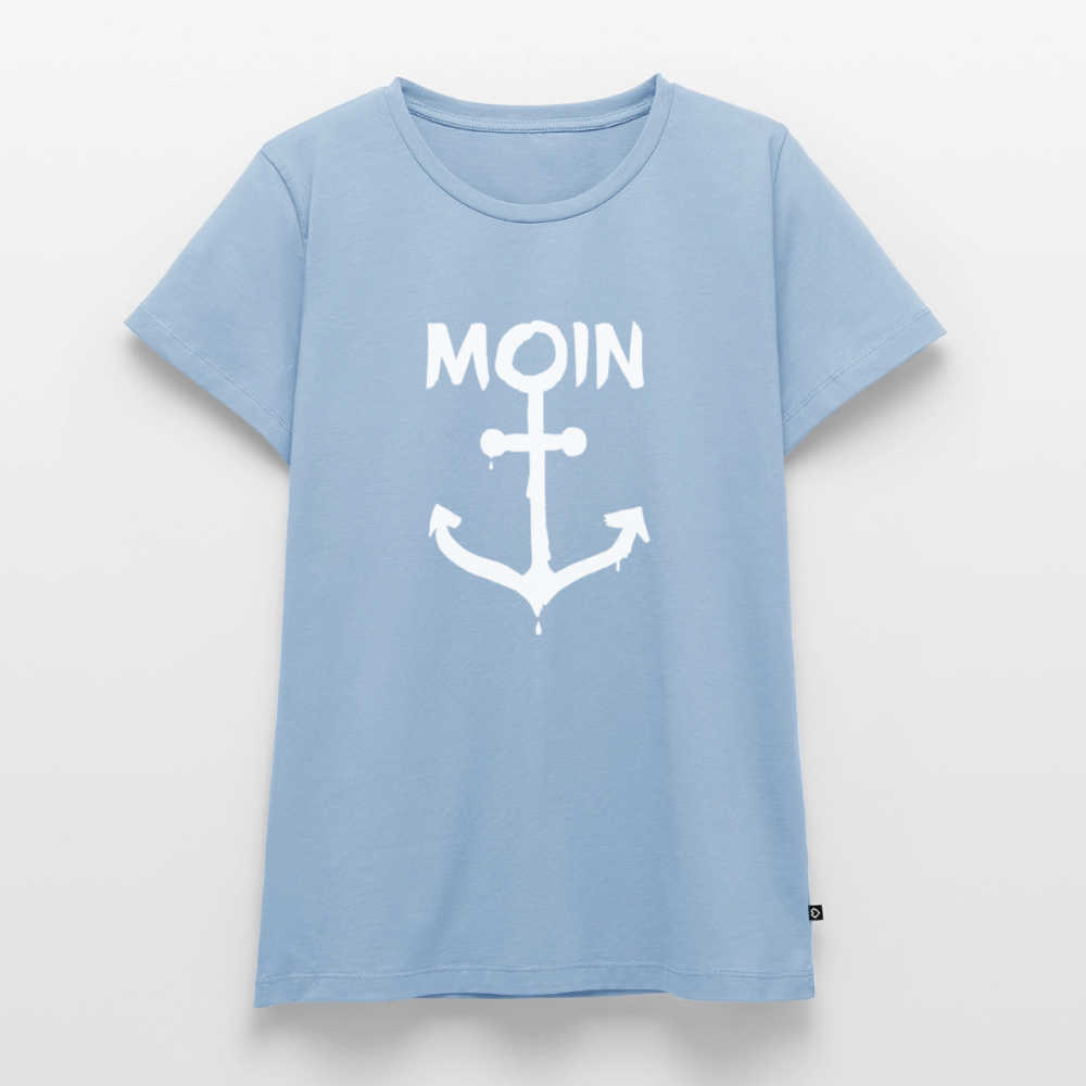 Damen Premium Bio T-Shirt - Moin Anker (weiss) - Hellblau