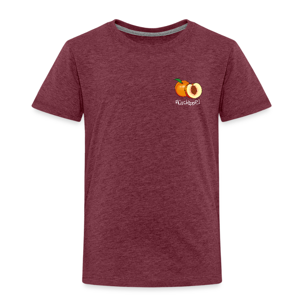 Kinder Premium T-Shirt - Plüschappel (weiss) - Bordeauxrot meliert