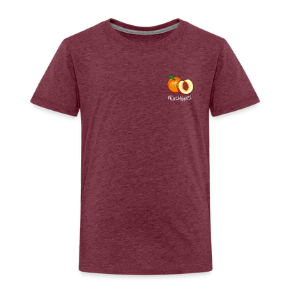 Kinder Premium T-Shirt - Plüschappel (weiss) - Bordeauxrot meliert