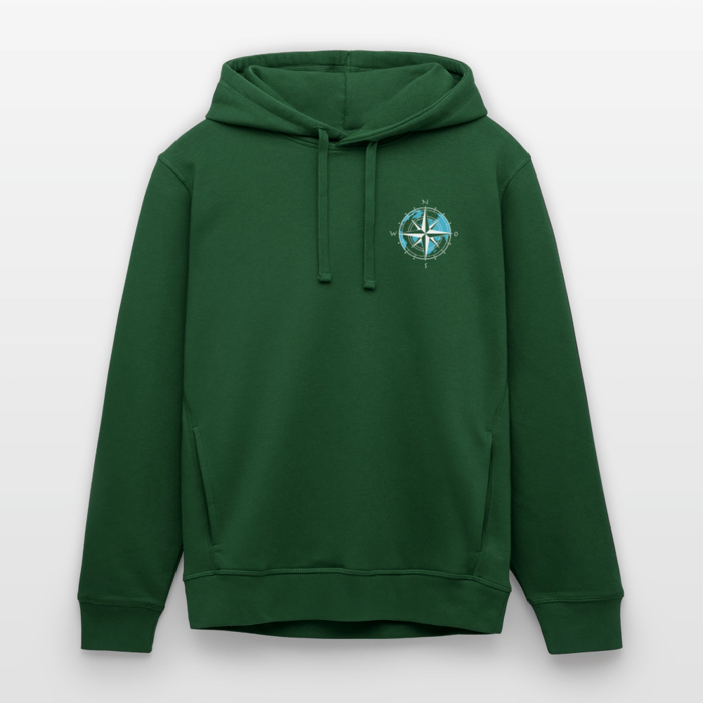 Unisex Bio-Hoodie - Kompass (weiss) - Flaschengrün