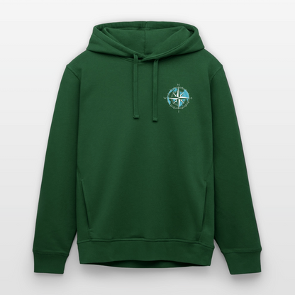 Unisex Bio-Hoodie - Kompass (weiss) - Flaschengrün