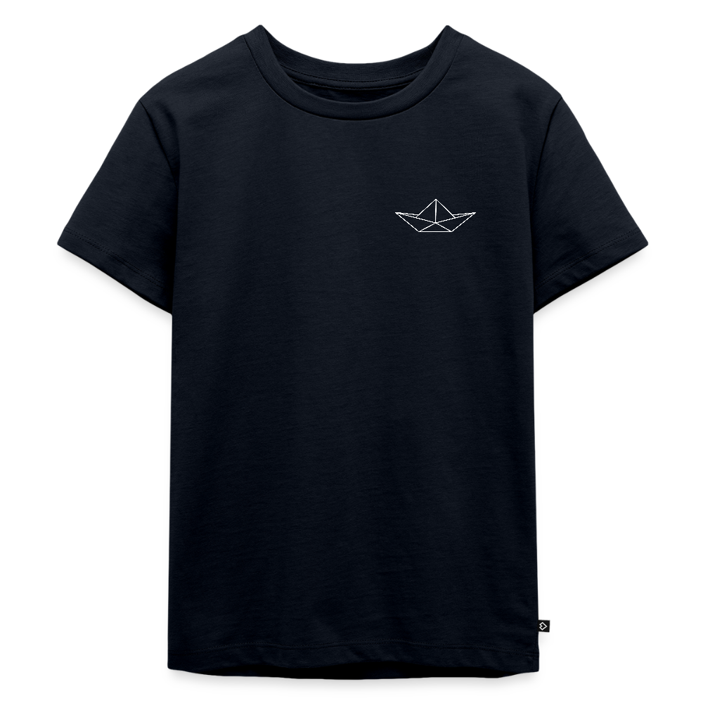 Kinder Premium T-Shirt - Origami Boot (weiss) - Navy