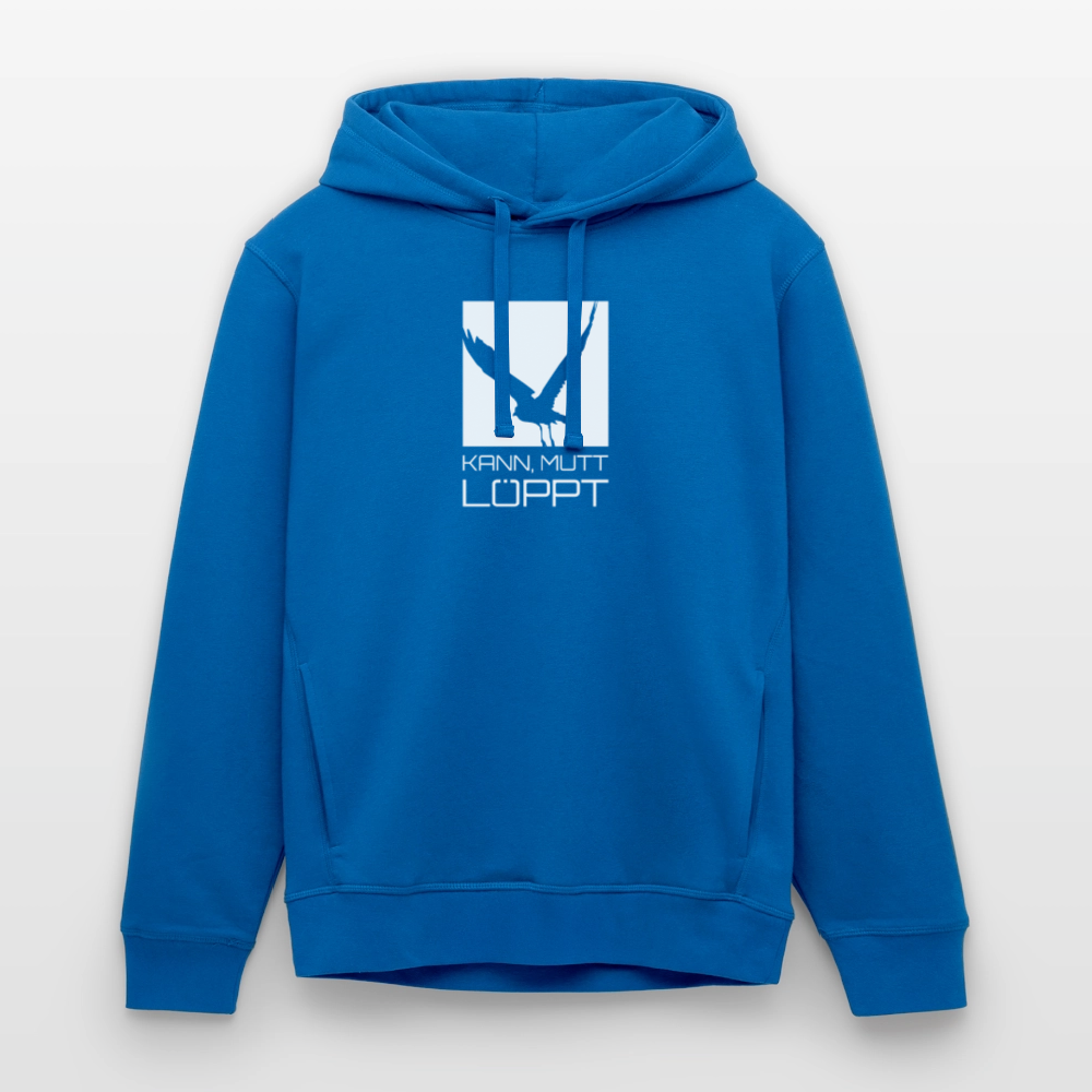 Unisex Bio-Hoodie - kann, mutt, löppt (weiss) - Königsblau