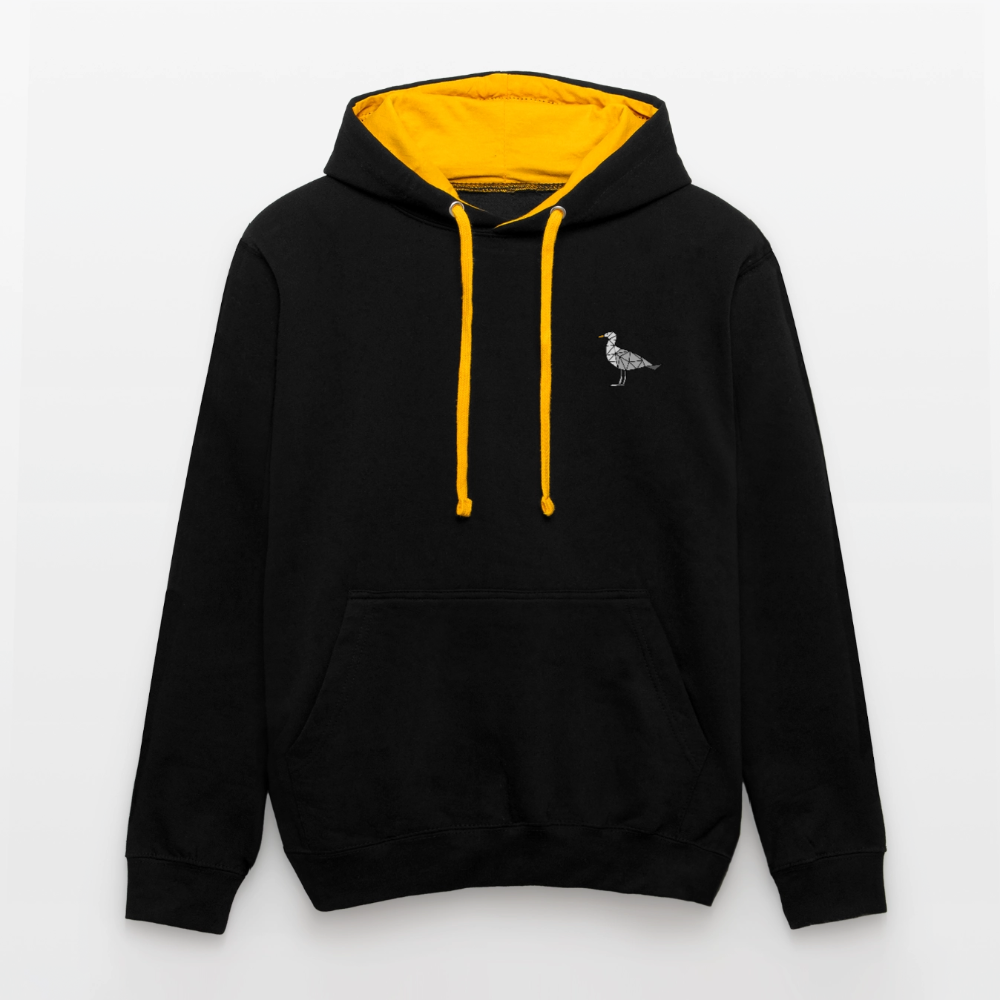 Möwe - Unisex Kontrast-Hoodie - Schwarz/Gold