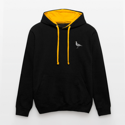Möwe - Unisex Kontrast-Hoodie - Schwarz/Gold