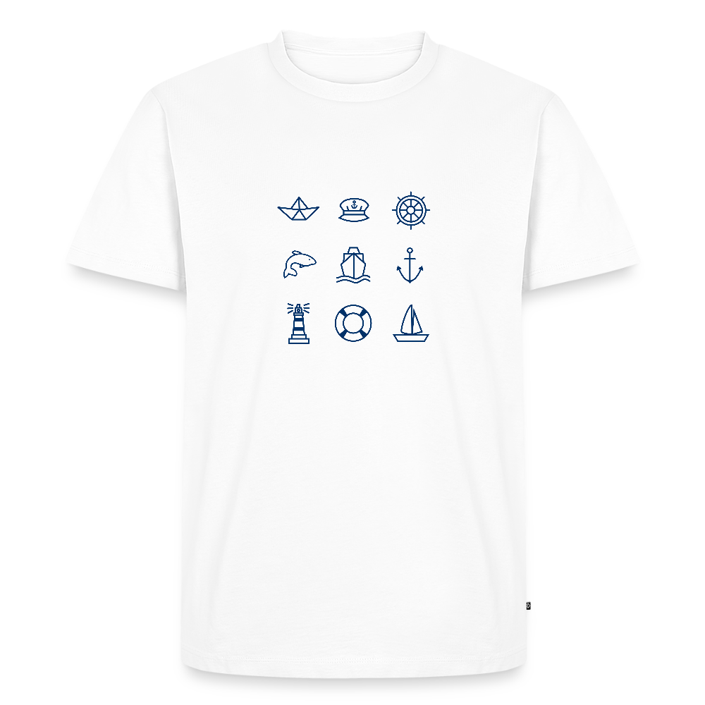 Herren Premium Bio T-Shirt - Nautik Doodles - Weiß