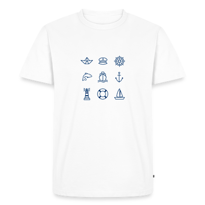 Herren Premium Bio T-Shirt - Nautik Doodles - Weiß