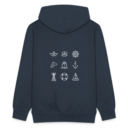 Herren Premium Kapuzenjacke - Nautik Doodles (weiss) - Navy