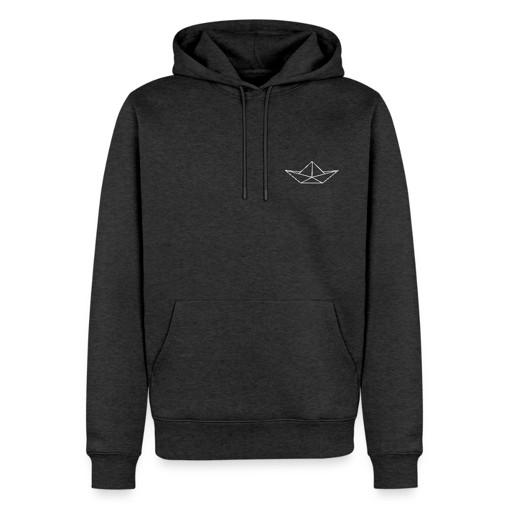 Herren Premium Hoodie - Origami Boot (weiss) - Anthrazit meliert