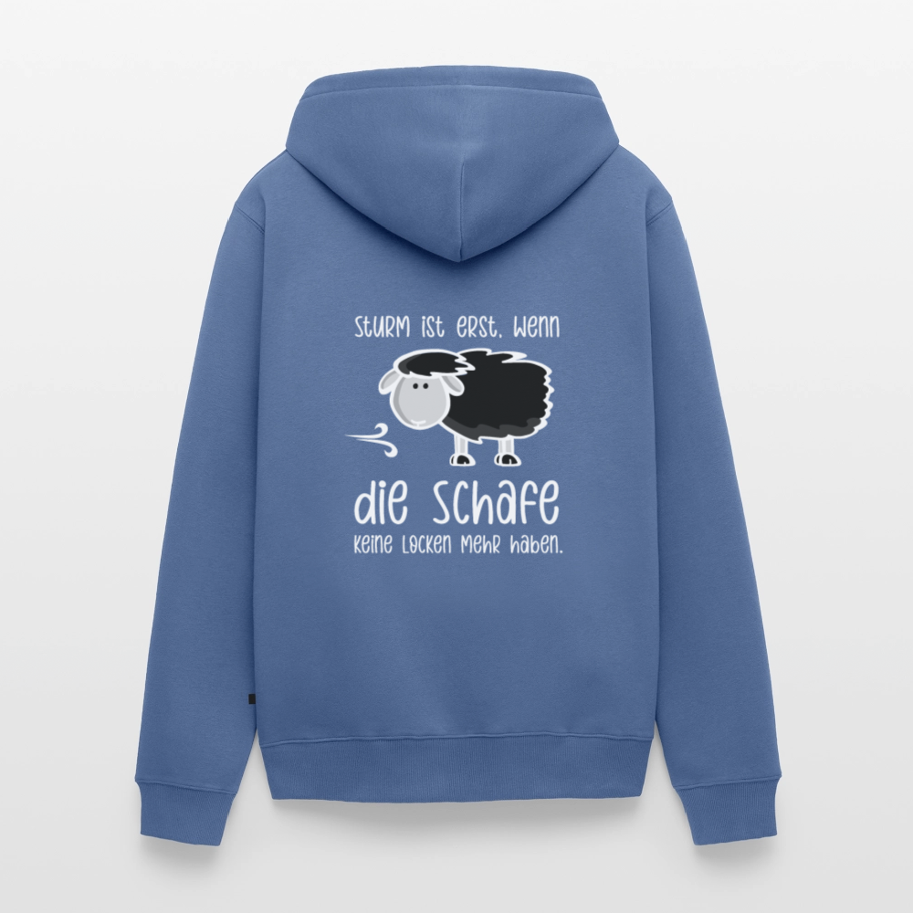 Herren Premium Kapuzenjacke - Schaf (weiss) - Taubenblau