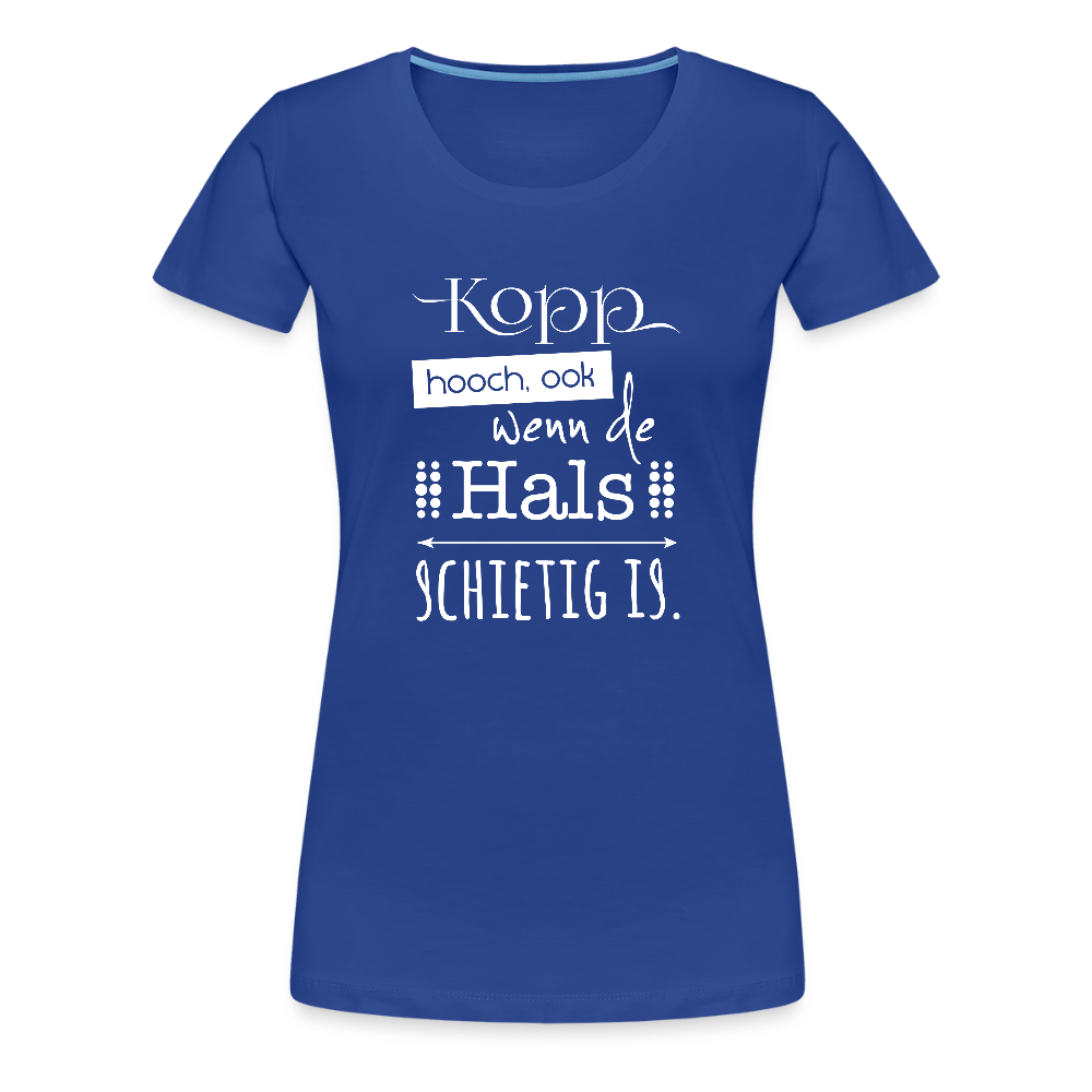 Damen Premium Bio T-Shirt - Kopp hooch (weiss) - Königsblau