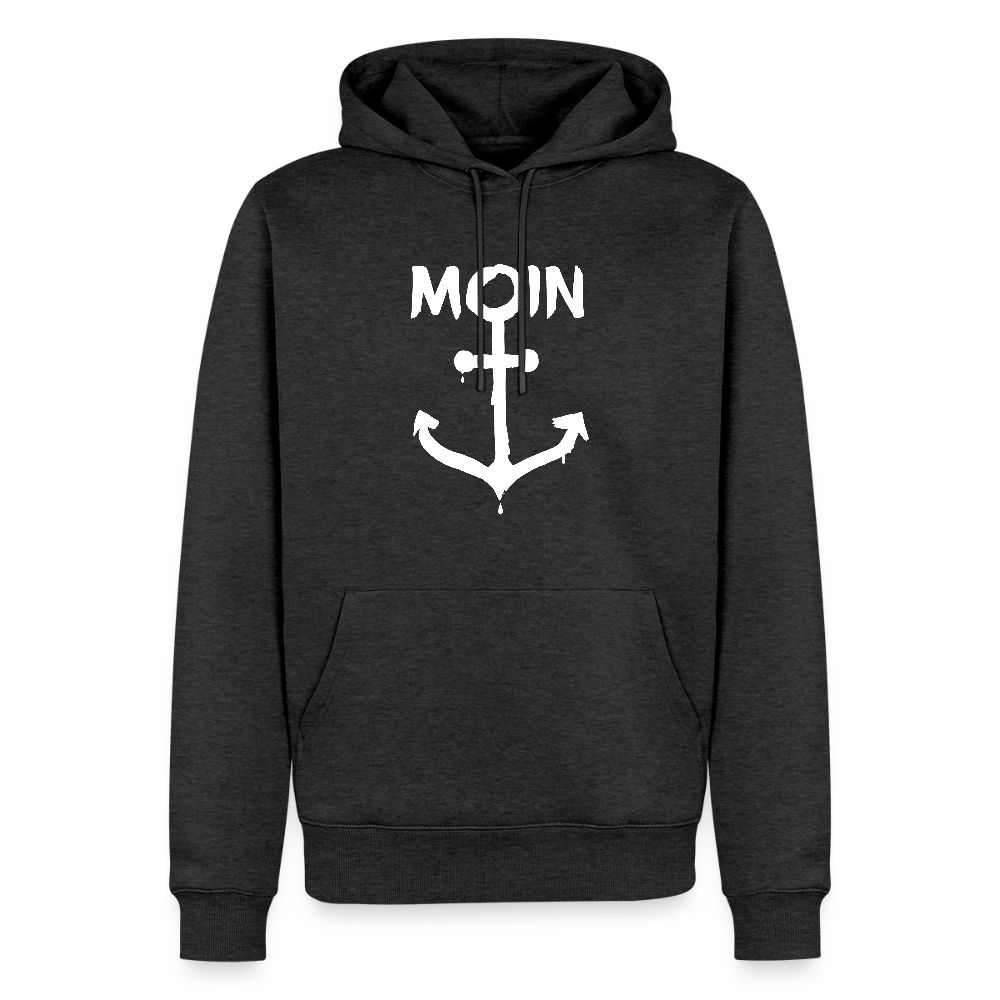 Herren Premium Hoodie - Moin Anker (weiss) - Anthrazit meliert