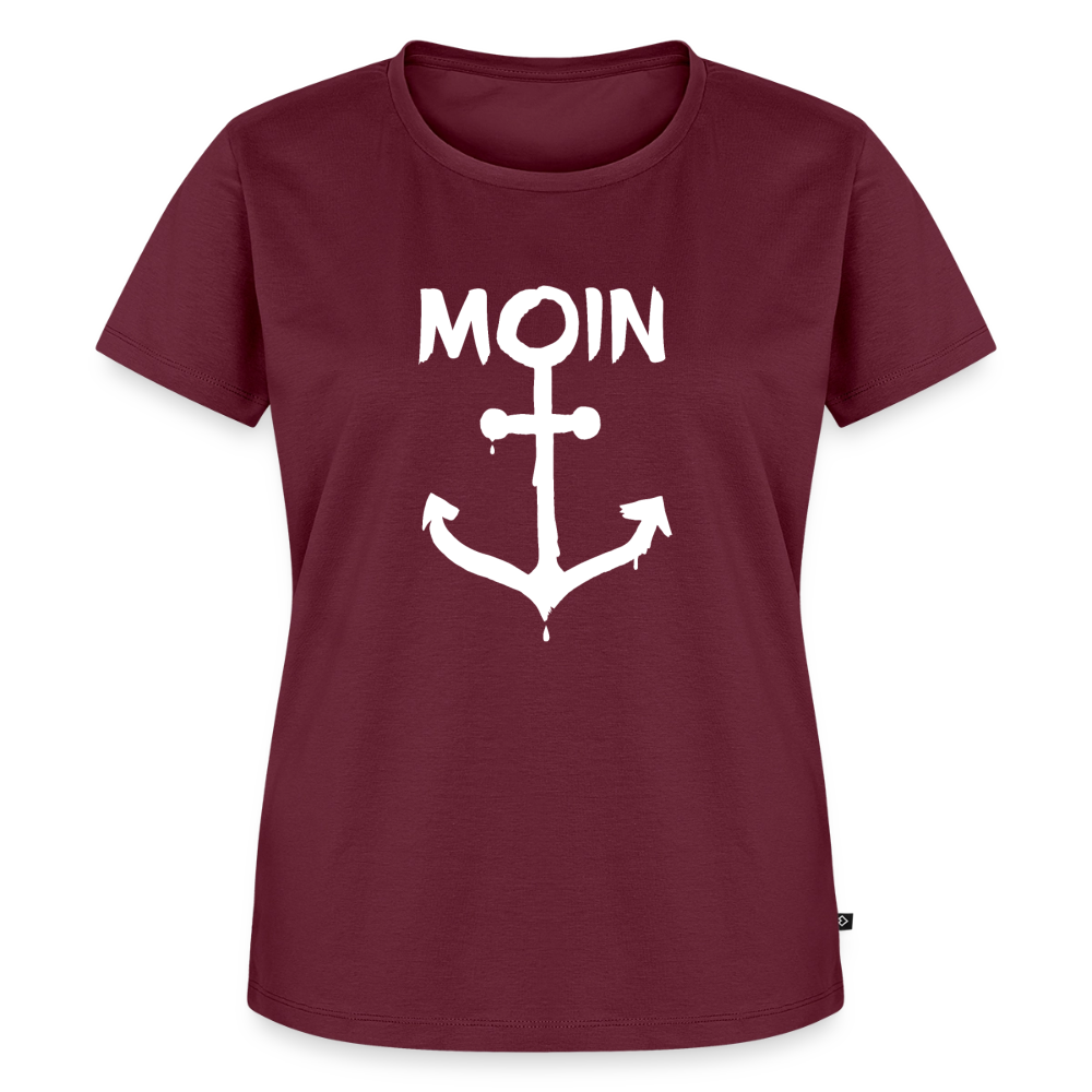 Damen Premium Bio T-Shirt - Moin Anker (weiss) - Burgunderrot