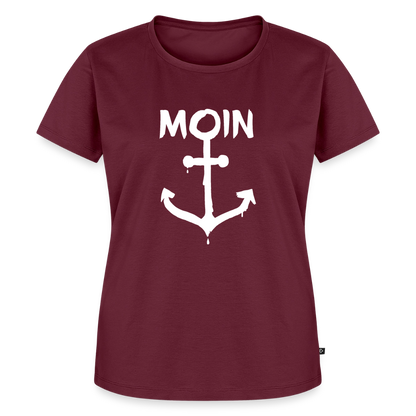 Damen Premium Bio T-Shirt - Moin Anker (weiss) - Burgunderrot
