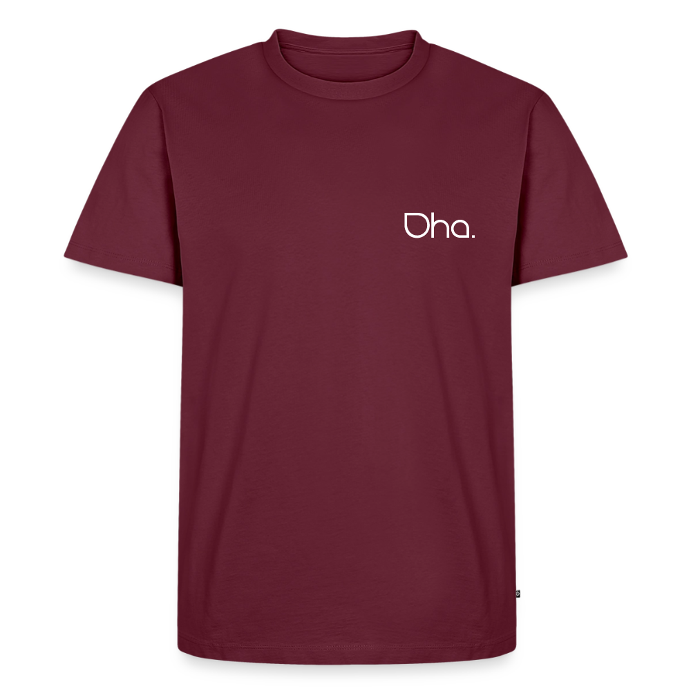 Oha - Herren Premium T-Shirt (weiß) - Burgunderrot