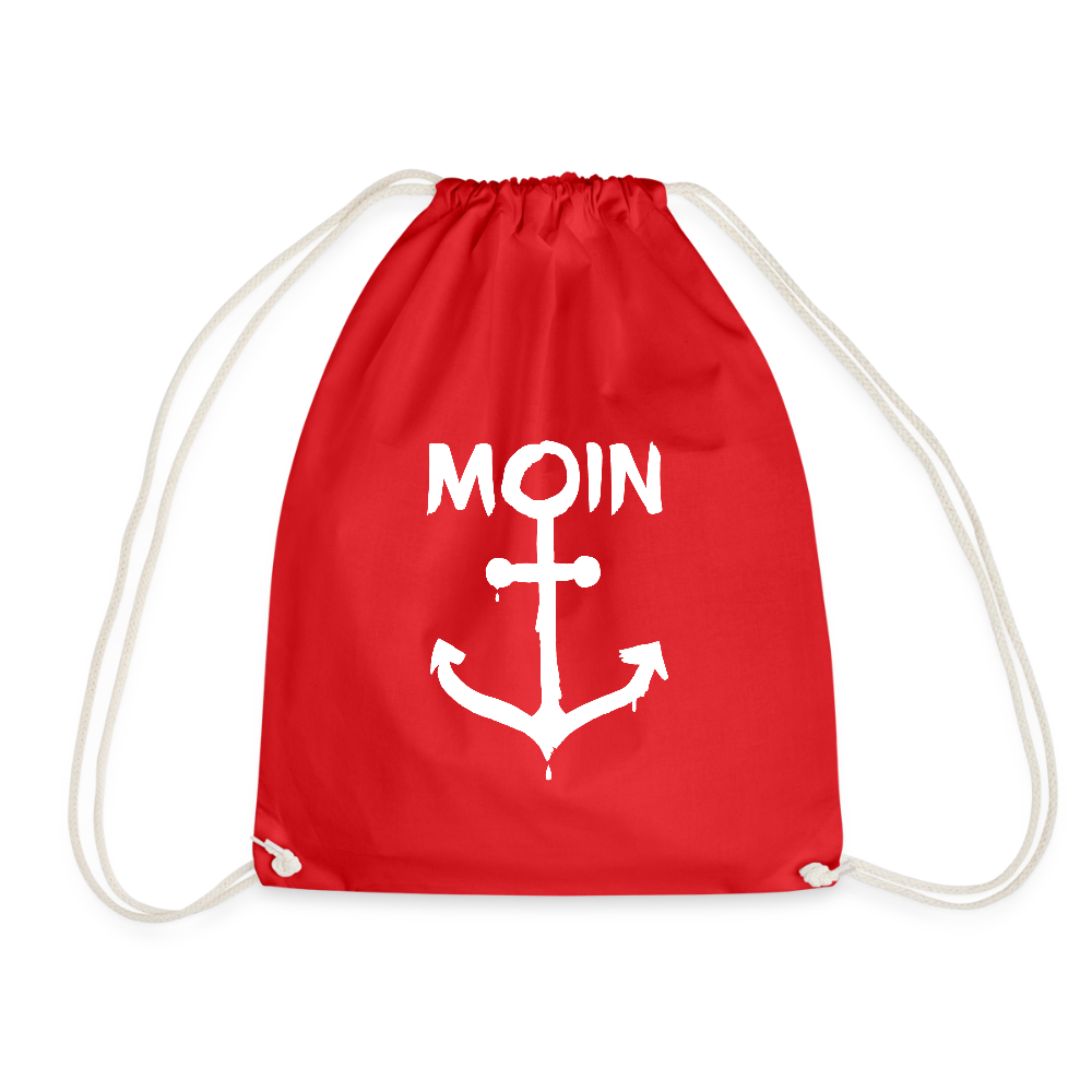 Turnbeutel - Moin Anker (weiss) - Rot