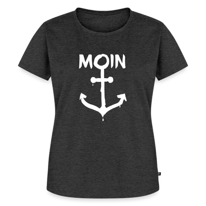 Damen Premium Bio T-Shirt - Moin Anker (weiss) - Anthrazit meliert
