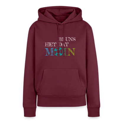 Damen Premium Hoodie - Bi uns het dat Moin (weiss) - Burgunderrot