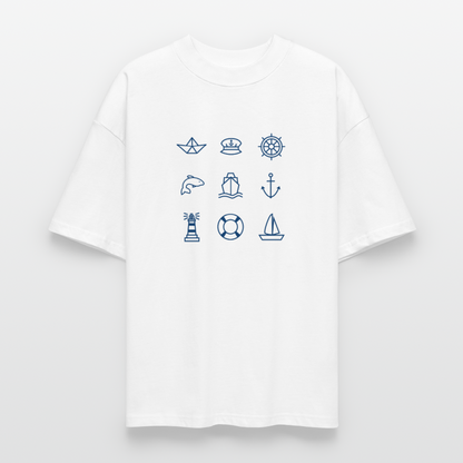 Unisex Oversize Bio-T-Shirt - Nautik Doodles - Weiß