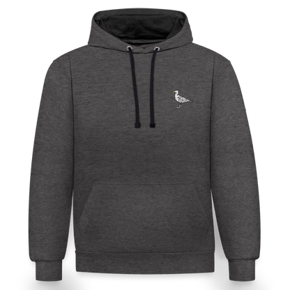 Möwe - Unisex Kontrast-Hoodie - Anthrazit/Schwarz