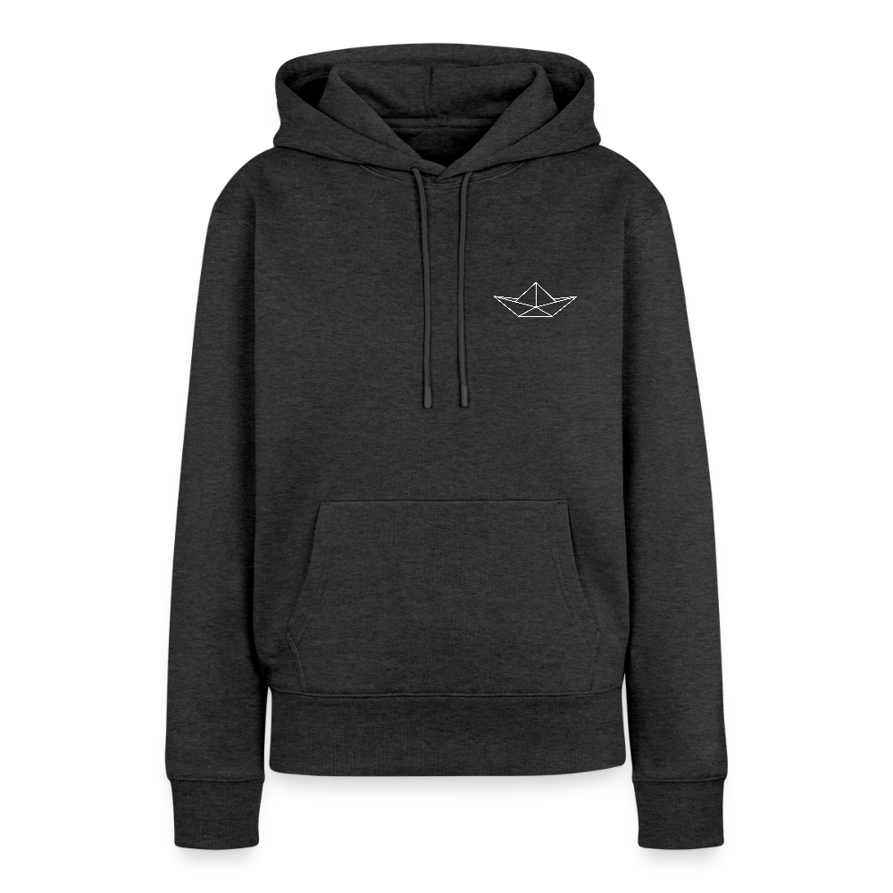 Damen Premium Hoodie - Origami Boot (weiss) - Anthrazit meliert