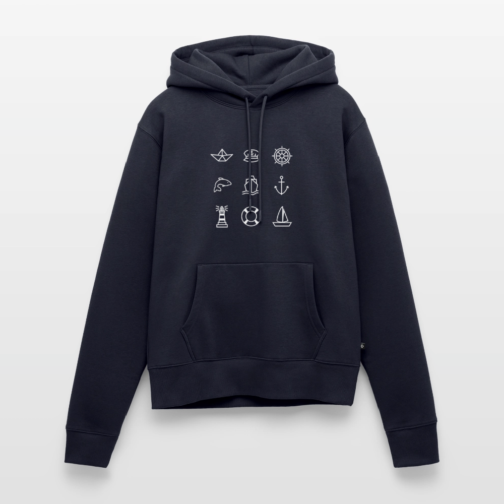 Damen Premium Hoodie - Nautik Doodles (weiss) - Navy