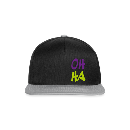 Snapback Cap - Oh ha - Schwarz/Grau