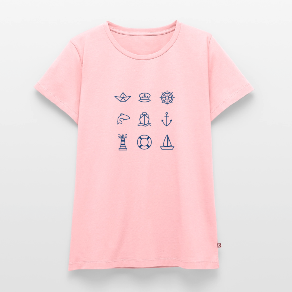 Damen Premium Bio T-Shirt - Nautik Doodles - Rosa
