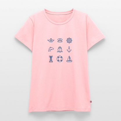 Damen Premium Bio T-Shirt - Nautik Doodles - Rosa