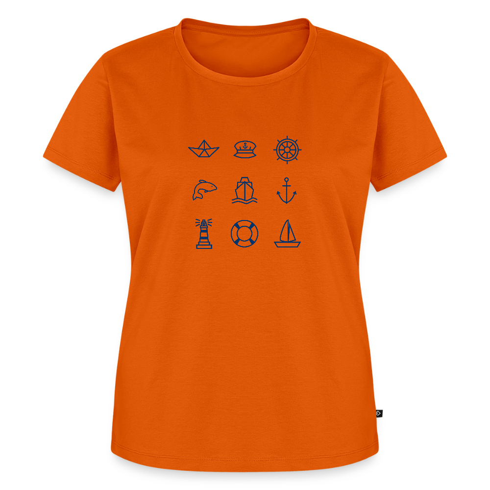 Damen Premium Bio T-Shirt - Nautik Doodles - Orange 