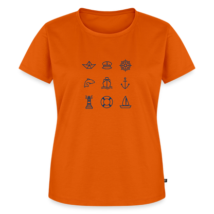 Damen Premium Bio T-Shirt - Nautik Doodles - Orange 