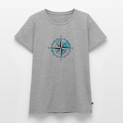 Damen Premium Bio T-Shirt - Kompass - Grau meliert