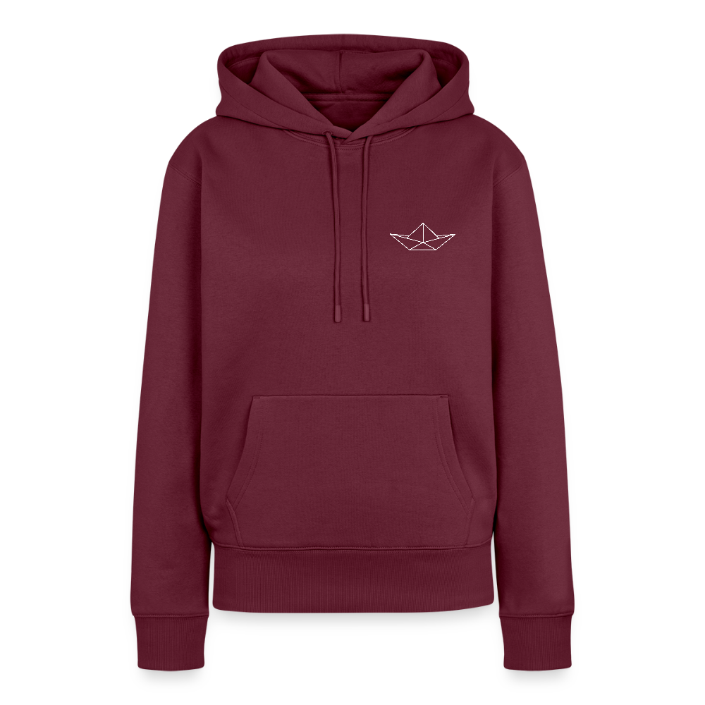 Damen Premium Hoodie - Origami Boot (weiss) - Burgunderrot
