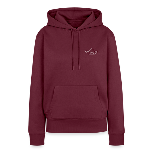 Damen Premium Hoodie - Origami Boot (weiss) - Burgunderrot
