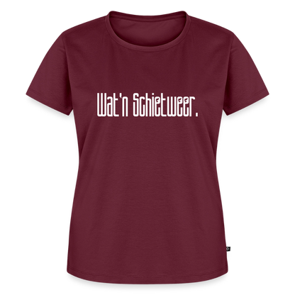 Damen Premium Bio T-Shirt - wat'n Schietweer (weiss) - Burgunderrot