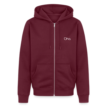 Oha (weiß) - Herren Premium Kapuzenjacke - Burgunderrot