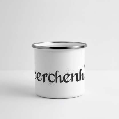 Meerchenhaft Emaille-Tasse mit norischen Panorama Motiv - Weiß
