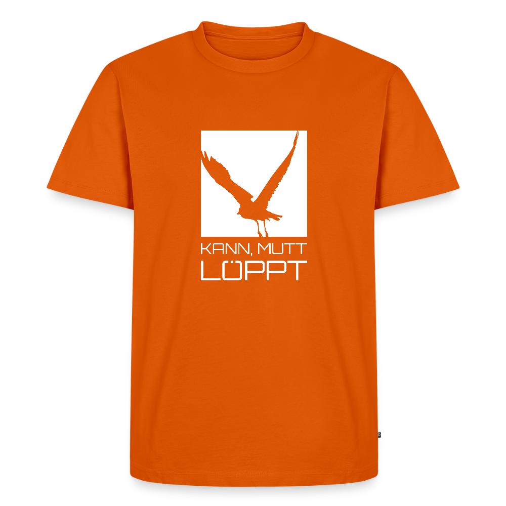 Herren Premium Bio T-Shirt - kann, mutt, löppt (weiss) - Orange 