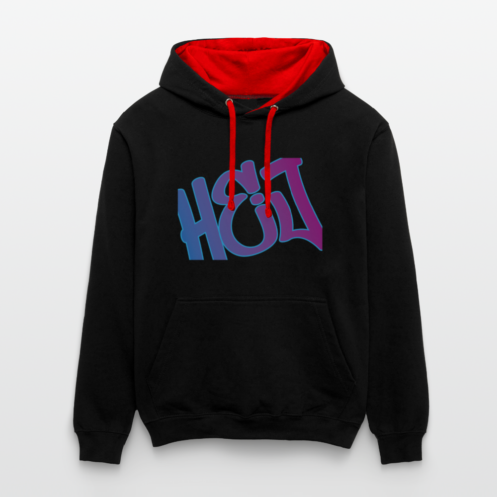 Unisex Kontrast-Hoodie - Hej - Schwarz/Rot