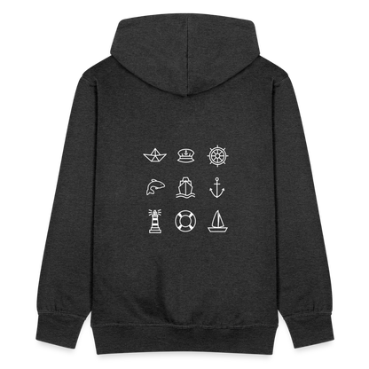 Herren Premium Kapuzenjacke - Nautik Doodles (weiss) - Anthrazit
