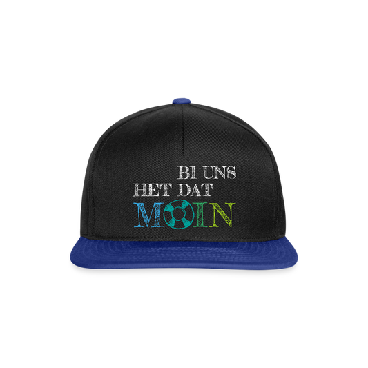 Snapback Cap - Bi uns het dat Moin (weiss) - Schwarz/Königsblau