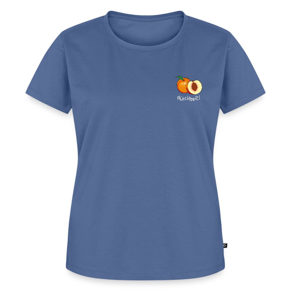 Damen Premium Bio T-Shirt - Plüschappel (weiß) - Taubenblau