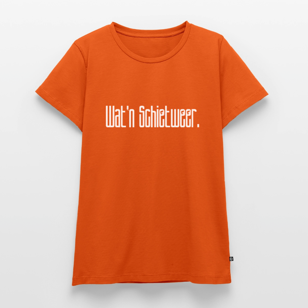 Damen Premium Bio T-Shirt - wat'n Schietweer (weiss) - Orange 
