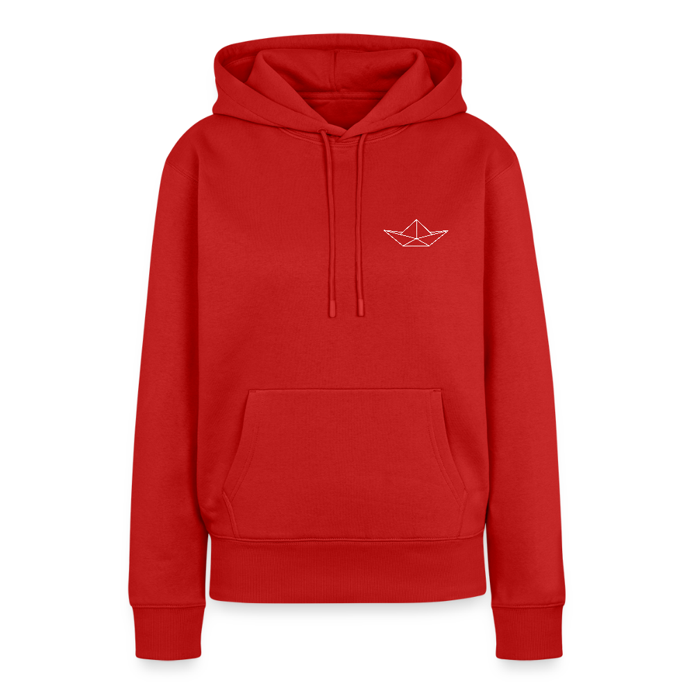 Damen Premium Hoodie - Origami Boot (weiss) - Rot