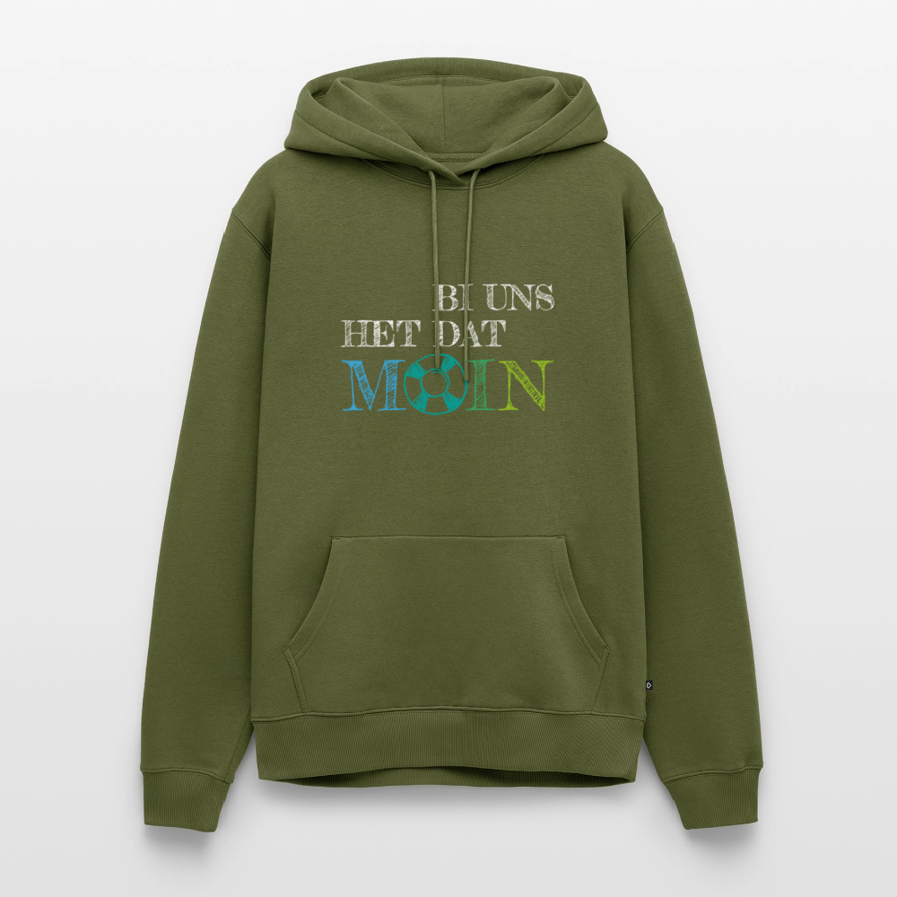 Herren Premium Hoodie- Bi uns het dat Moin (weiss) - Khaki
