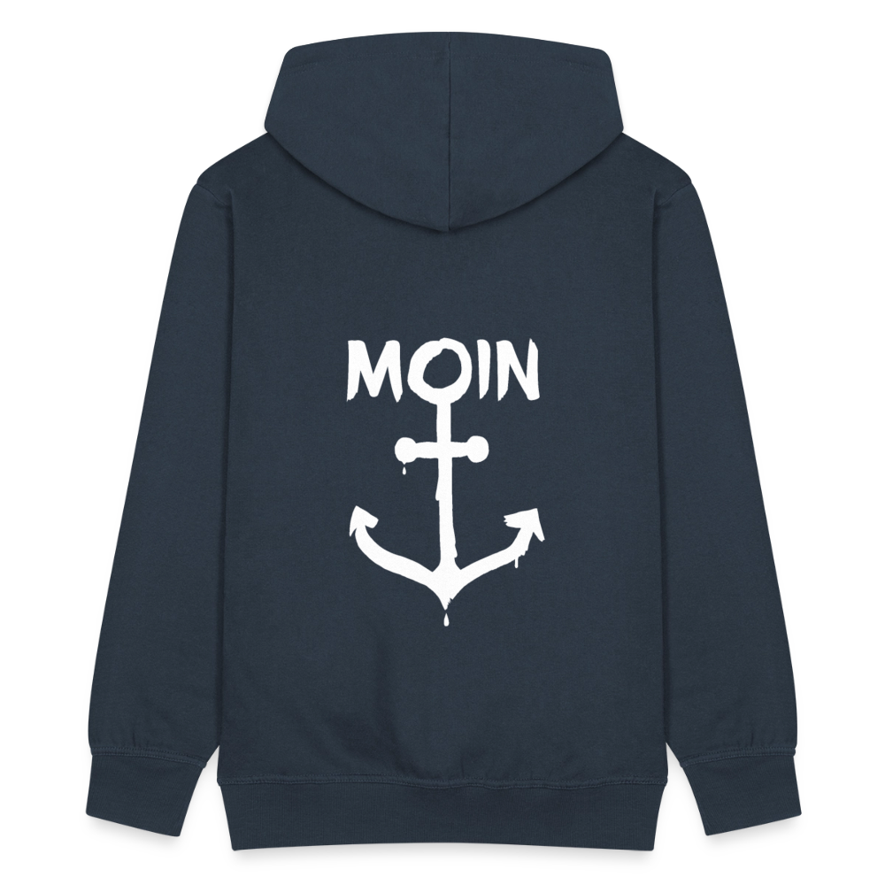 Herren Premium Kapuzenjacke - Moin Anker (weiss) - Navy