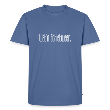 Herren Premium Bio T-Shirt - wat'n Schietweer (weiss) - Taubenblau