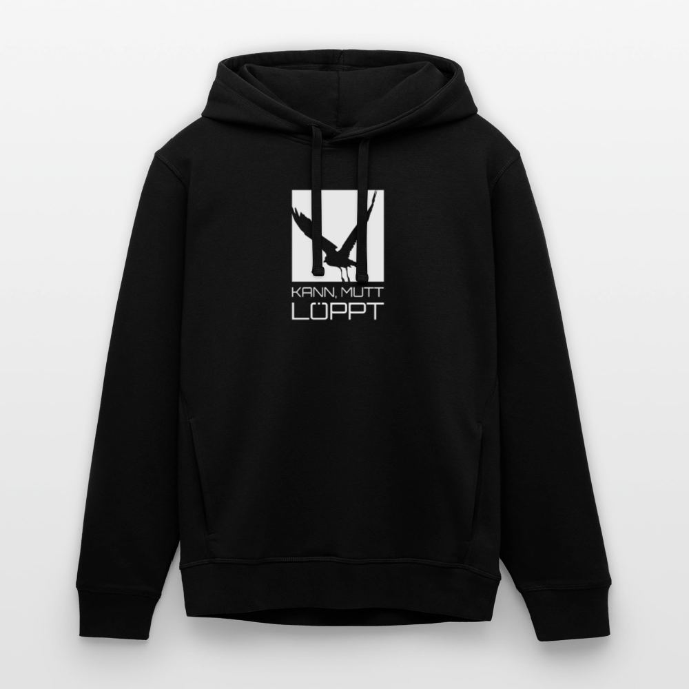 Unisex Bio-Hoodie - kann, mutt, löppt (weiss) - Schwarz