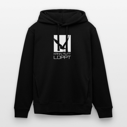 Unisex Bio-Hoodie - kann, mutt, löppt (weiss) - Schwarz