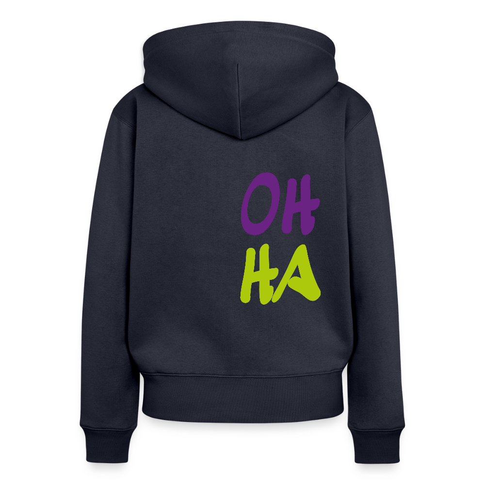 Damen Premium Kapuzenjacke - Oh ha - Navy